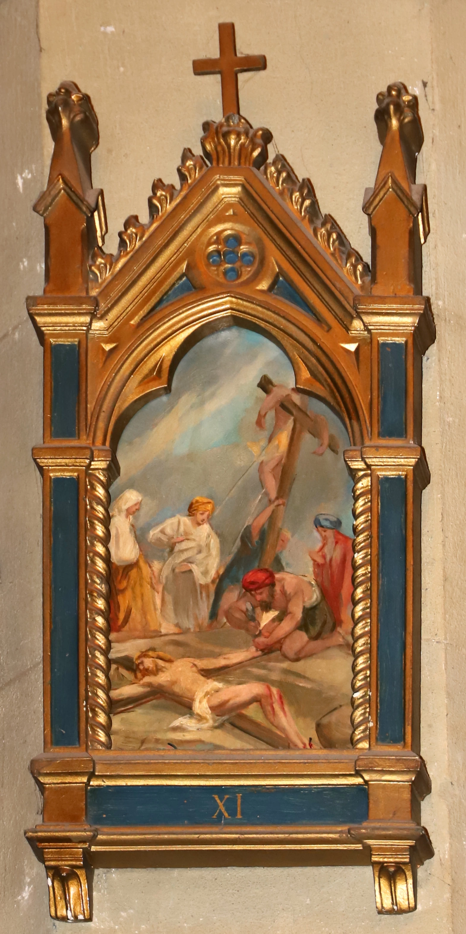 Via Crucis, 1927, stazione 11 Gesù è inchiodato sulla croce - Chiesa dei sette santi, Firenze